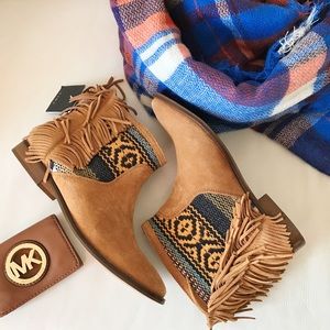 Zara fringe leather booties